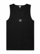 LOEWE - Logo-Embroidered Ribbed Stretch-Cotton Tank Top - Black