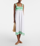 Juliet Dunn Embroidered cotton and linen midi dress