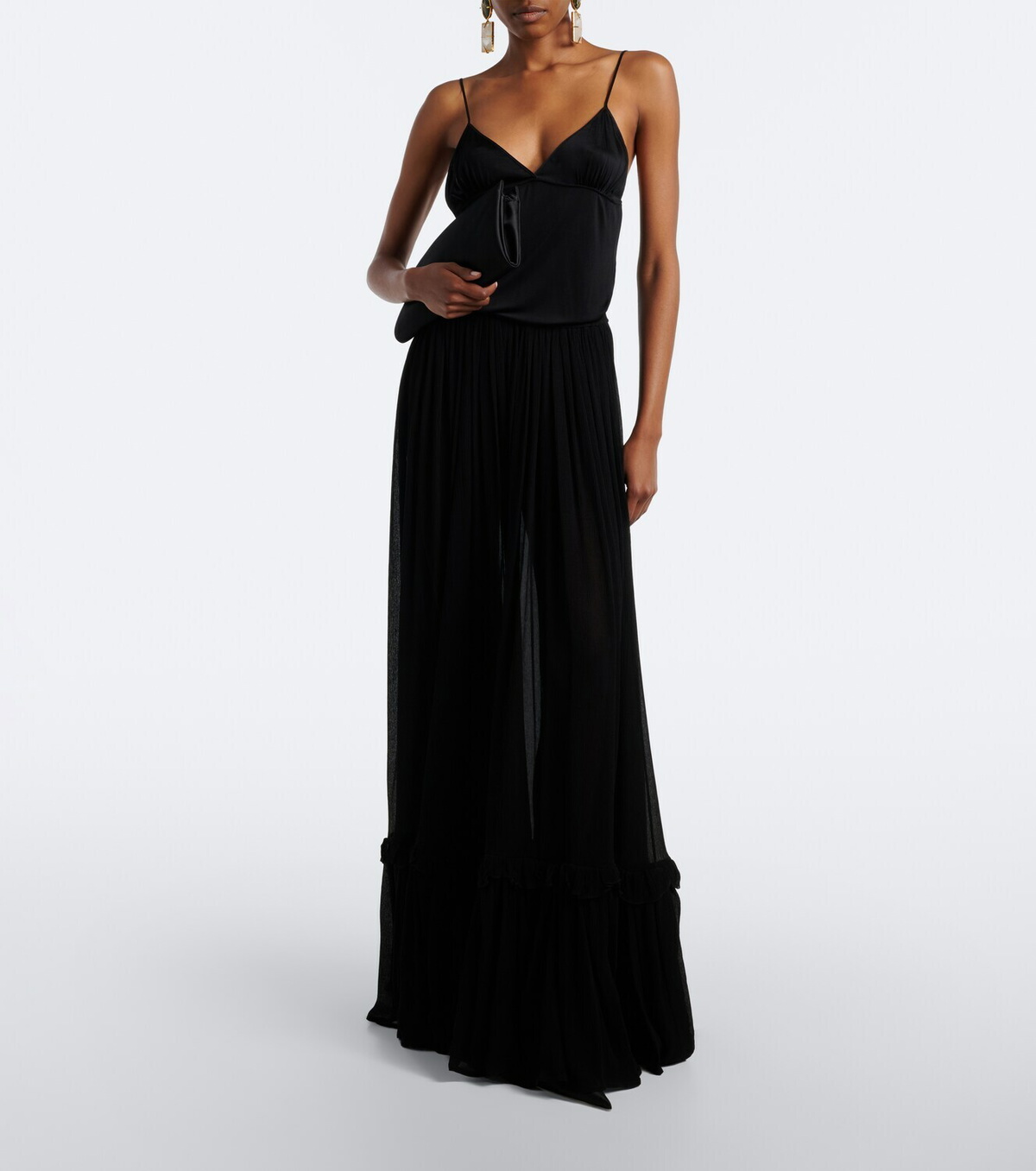 Saint Laurent Ruffled silk maxi skirt