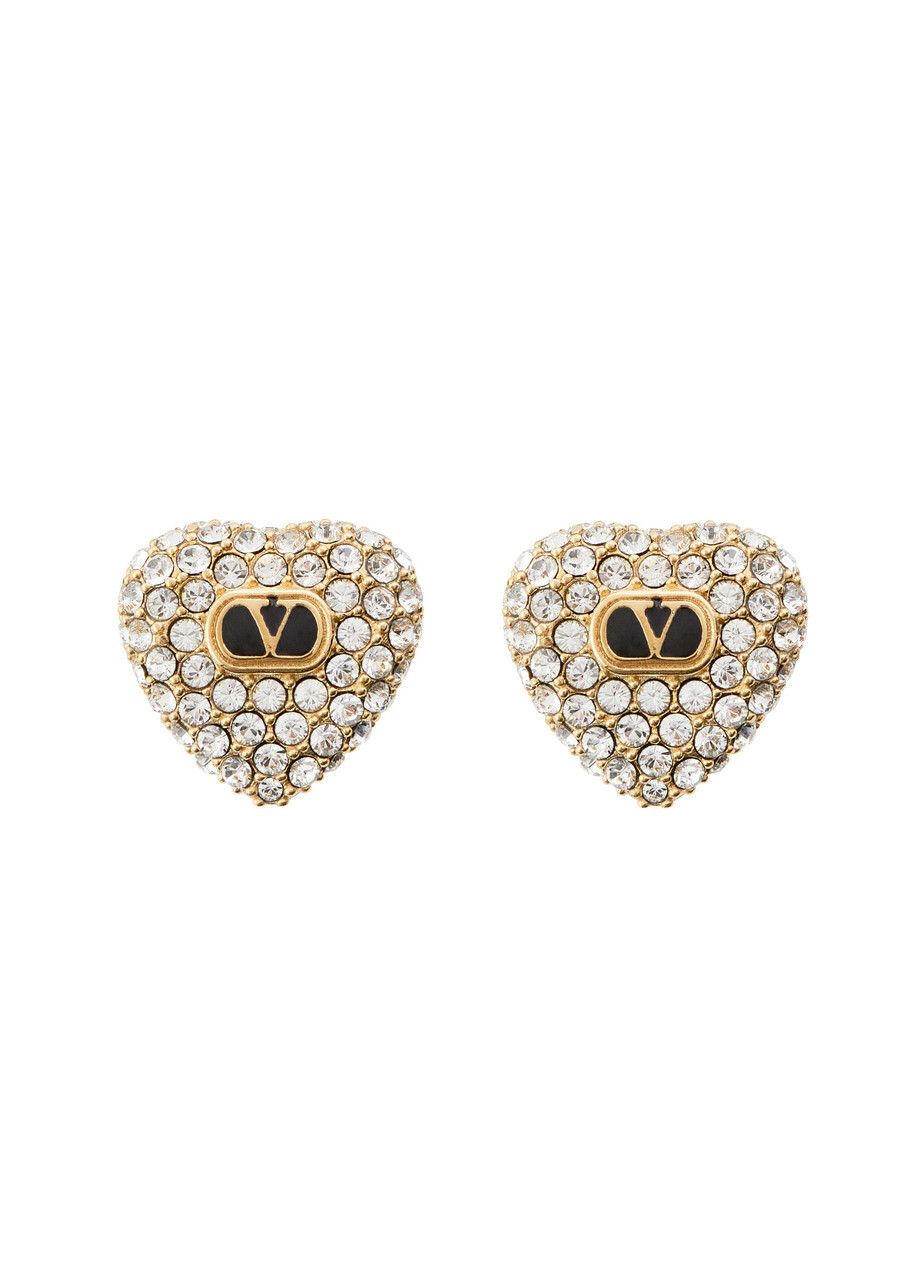 Valentino Coeur Royal Crystal-embellished Stud Earrings - Gold - One Size