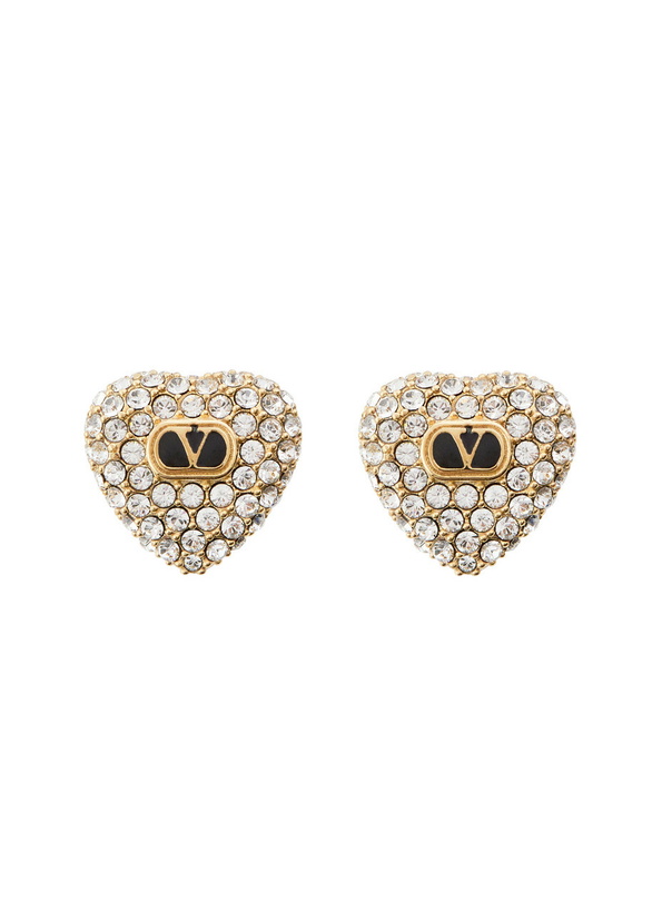 Photo: Valentino Coeur Royal Crystal-embellished Stud Earrings - Gold - One Size