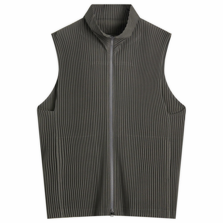 Photo: Homme Plissé Issey Miyake Men's Pleated Gilet in Charcoal Grey