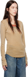 Dsquared2 Beige Marble Dyed Choke Fit Long Sleeve T-Shirt