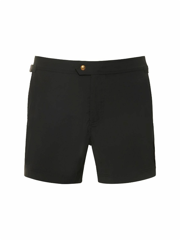 Photo: TOM FORD Compact Poplin Swim Shorts with Piping