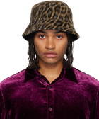 Lanvin Brown Leopard Print Reversible Bucket Hat