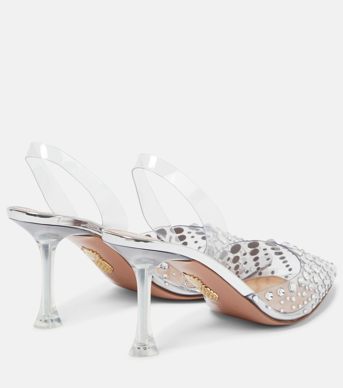 【AQUAZZURA】iridescent レザー and pvc slingback パンプス AQUAZZURA Seduction 105 crystal-embellished metallic leather