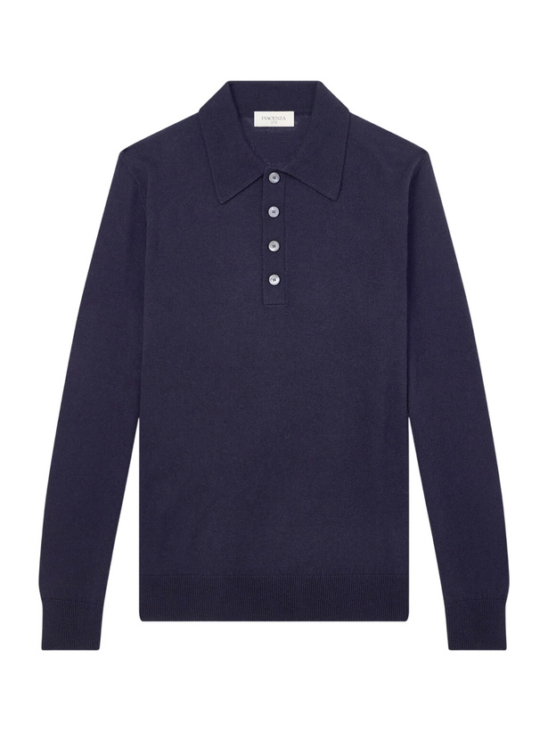 Photo: PIACENZA 1733 - Silk and Cashmere-Blend Polo Sweater - Blue