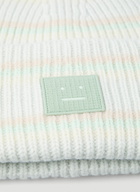 Striped Face Beanie Hat in Light Blue