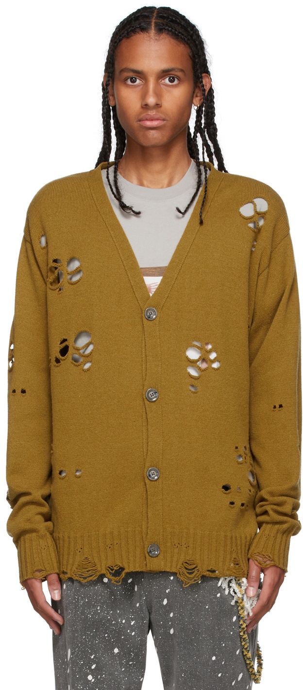 Song for the Mute Yellow Oversized Distressed Cardigan Song for