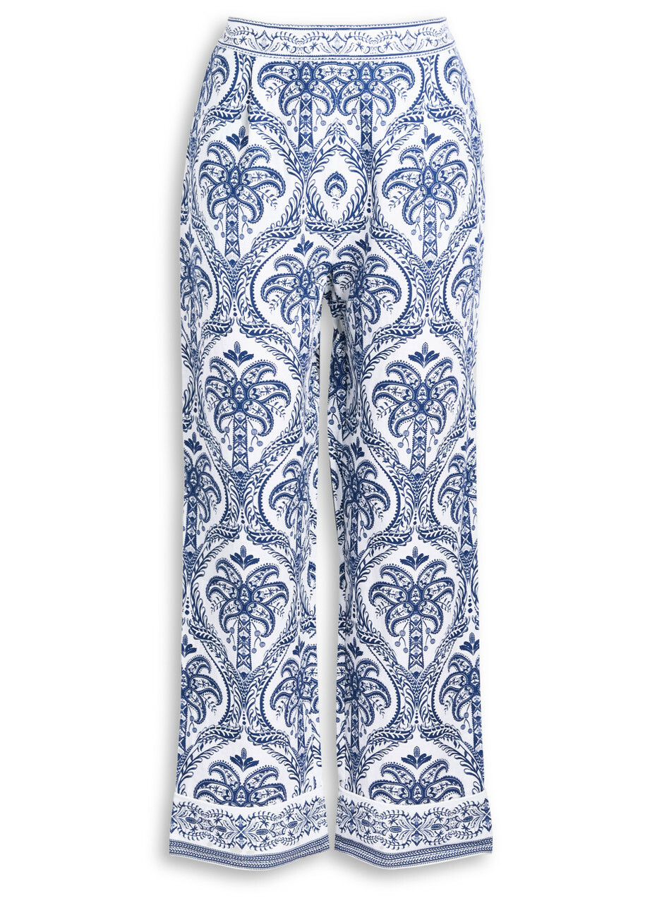 Farm Rio Tropical Printed Linen-blend Pyjama Trousers Navy
