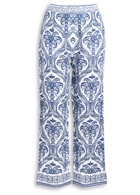 Photo: Farm Rio Tropical Printed Linen-blend Pyjama Trousers Navy