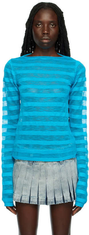 Photo: 1XBLUE SSENSE Exclusive Blue Tease Long Sleeve T-Shirt