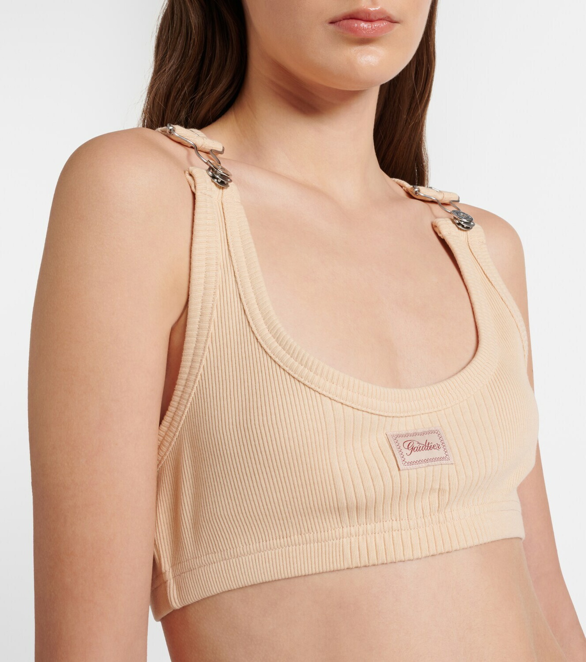 Jean Paul Gaultier Ribbed-knit cotton bra top