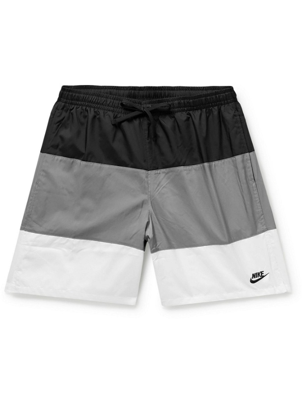 Photo: Nike - Sportswear Logo-Appliquéd Colour-Block Shell Shorts - Gray