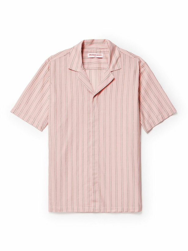 Photo: Orlebar Brown - Maitan Camp-Collar Striped Cotton Shirt - Pink