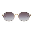 Ray-Ban Gold and Grey Metal Round Sunglasses
