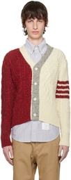 Thom Browne Red & Off-White Fun-Mix Cardigan