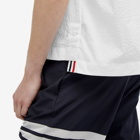 Thom Browne Men's Knit Collar Short Sleeve Seersucker Shirt in White