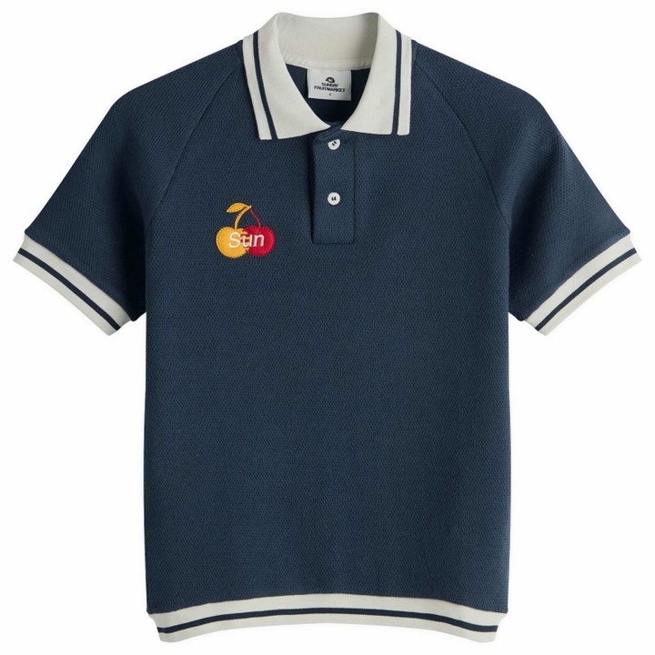 Photo: SUNDAYFRUITMARKET Women's Cherry Waffle Collar T-Shirt in Navy