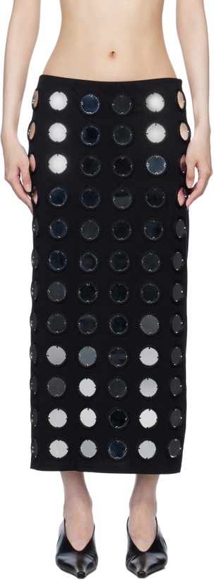 Photo: Conner Ives Black 'The Reconstituted Mirror Disc Embroidery' Midi Skirt