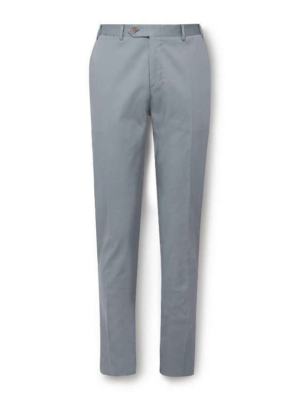 Photo: Canali - Kei Slim-Fit Cotton-Blend Suit Trousers - Blue