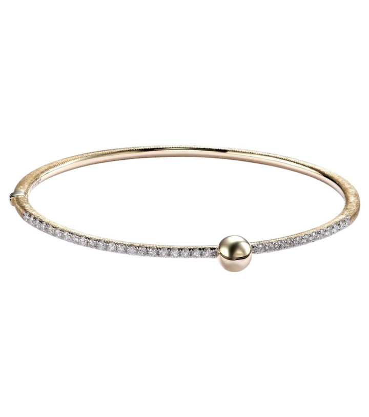 Photo: Rainbow K Ball 14kt gold bangle with diamonds