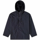 Auralee Men's Biodegradable Nylon Hooded Popover Jacket in Black