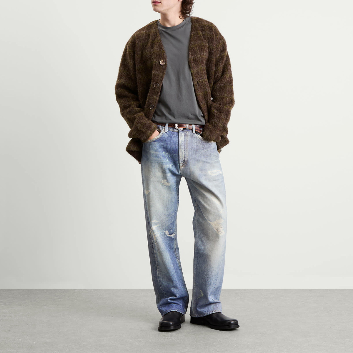 トップス OUR LEGACY MOHAIR CARDIGAN 46 Our Legacy - Cardigan Olive Melange Mohair