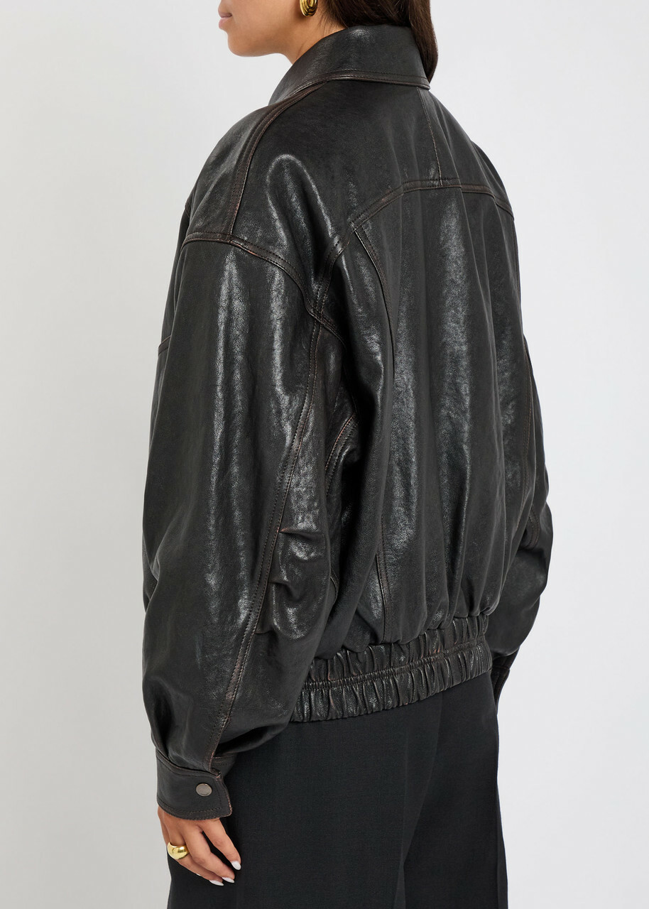 Yves Saint Laurent Panelled Faded Leather Jacket Black Other
