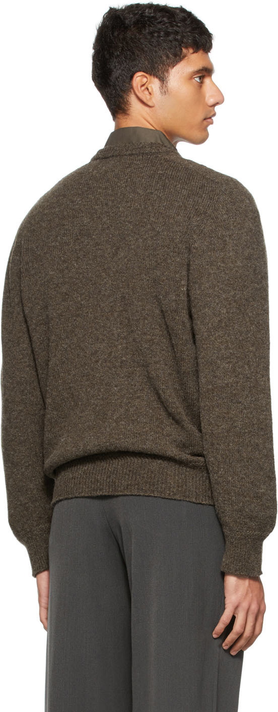 Lemaire Brown Wool Seamless V-Neck Sweater Lemaire