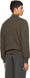 Lemaire Brown Wool Seamless V-Neck Sweater