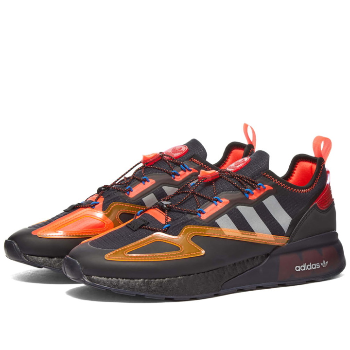 Photo: Adidas Men's ZX 2K Boost Sneakers in Core Black/Silver/Red