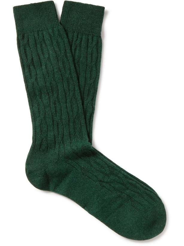 Photo: Anderson & Sheppard - Cable-Knit Cashmere Socks - Green