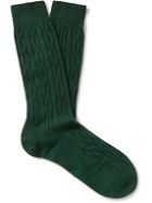 Anderson & Sheppard - Cable-Knit Cashmere Socks - Green