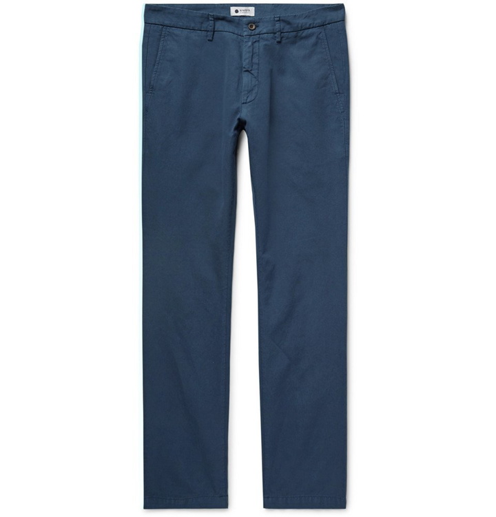 Photo: NN07 - Karl Slim-Fit Cotton and Linen-Blend Trousers - Navy
