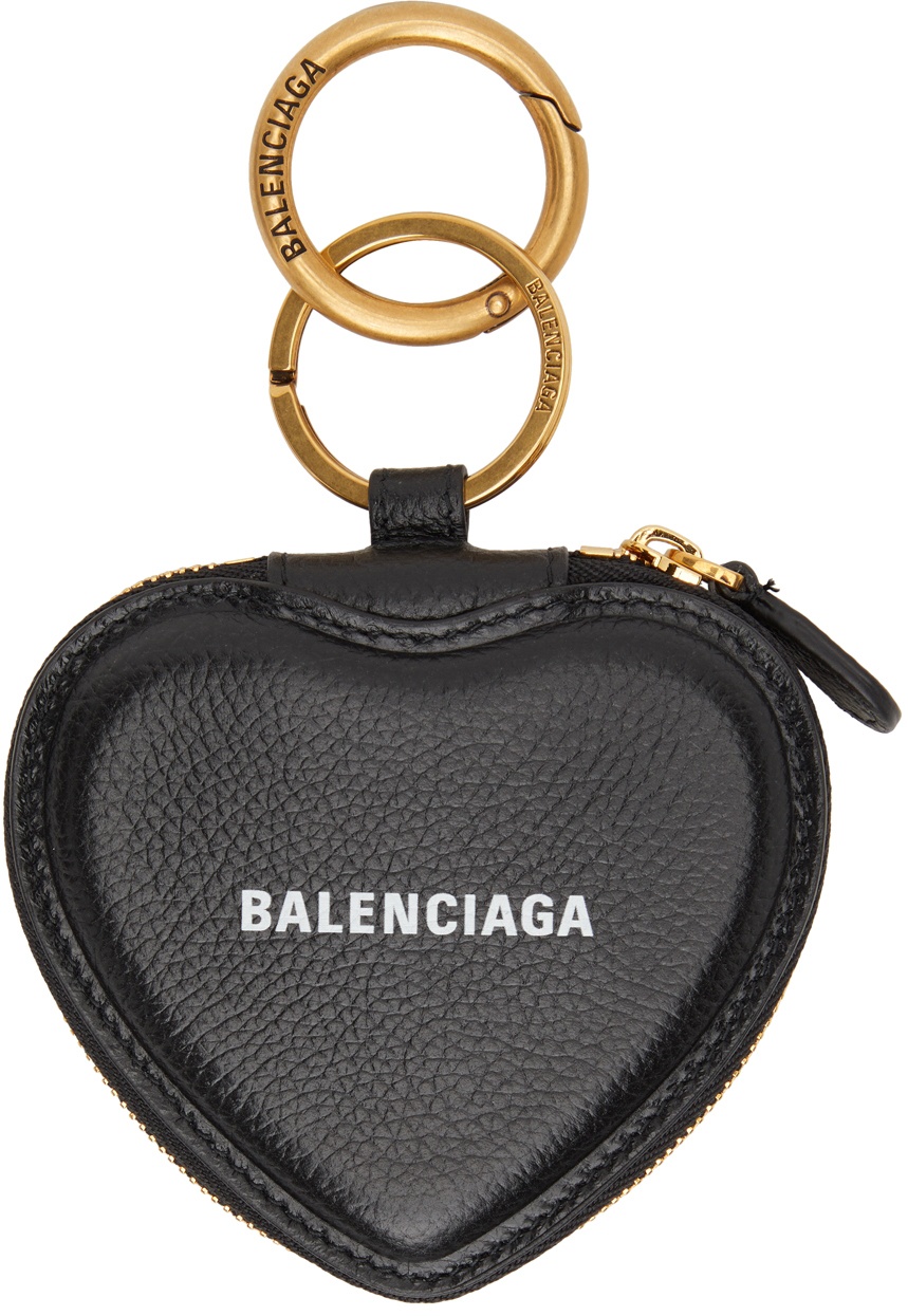 Trække ud pakke Rød dato Balenciaga Black Cash Heart Mirror Keychain Balenciaga