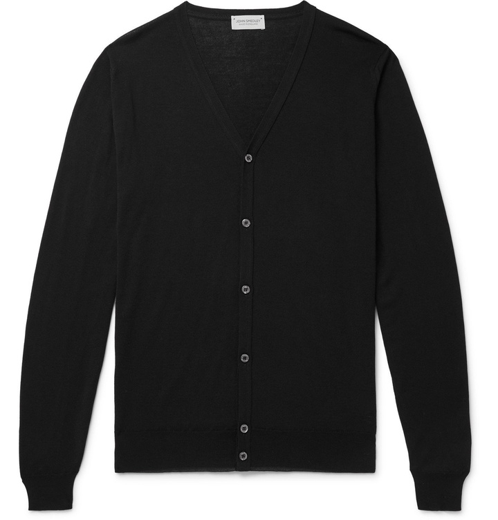 Photo: John Smedley - Wool and Cotton-Blend Cardigan - Black