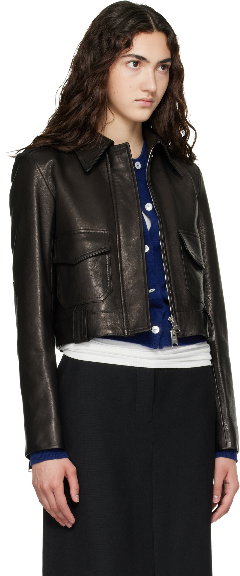 KHAITE Black Cordelia Leather Jacket