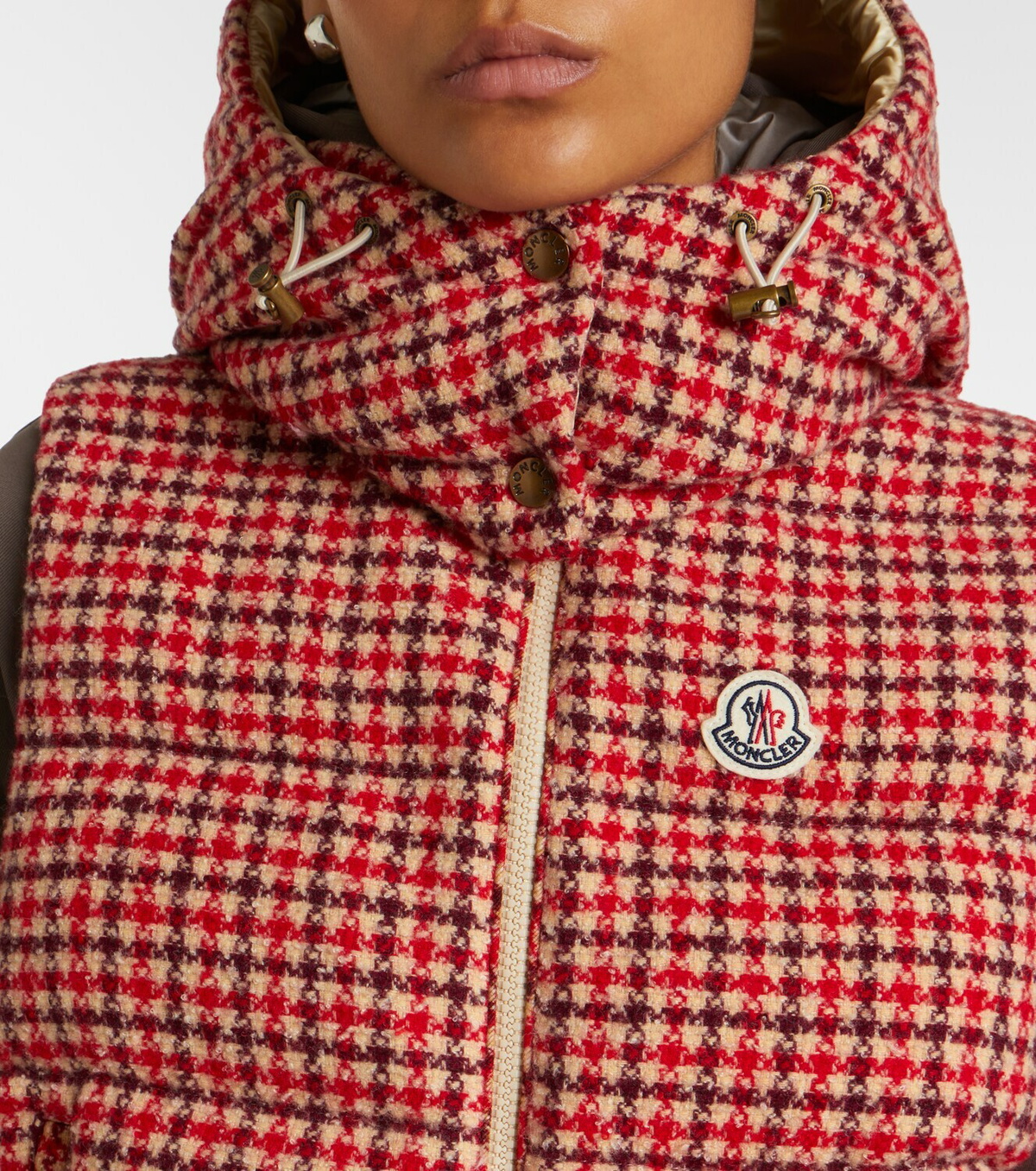 Moncler Niverolle checked wool-blend down vest