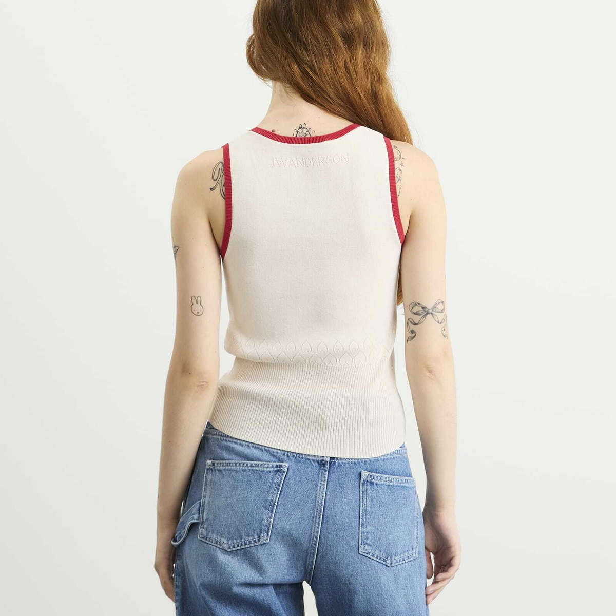 JW Anderson Women's Contrast Trim Vest in Ecru