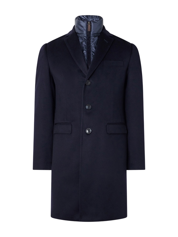 Photo: Herno - Detachable Shell-Lined Woven-Cashmere Coat - Blue