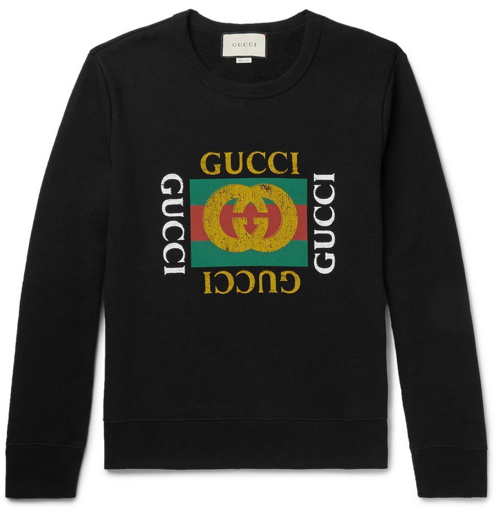 Photo: Gucci - Printed Loopback Cotton-Jersey Sweatshirt - Men - Black