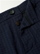 Oliver Spencer - Judo Tapered Organic Cotton-Blend Jacquard Trousers - Blue