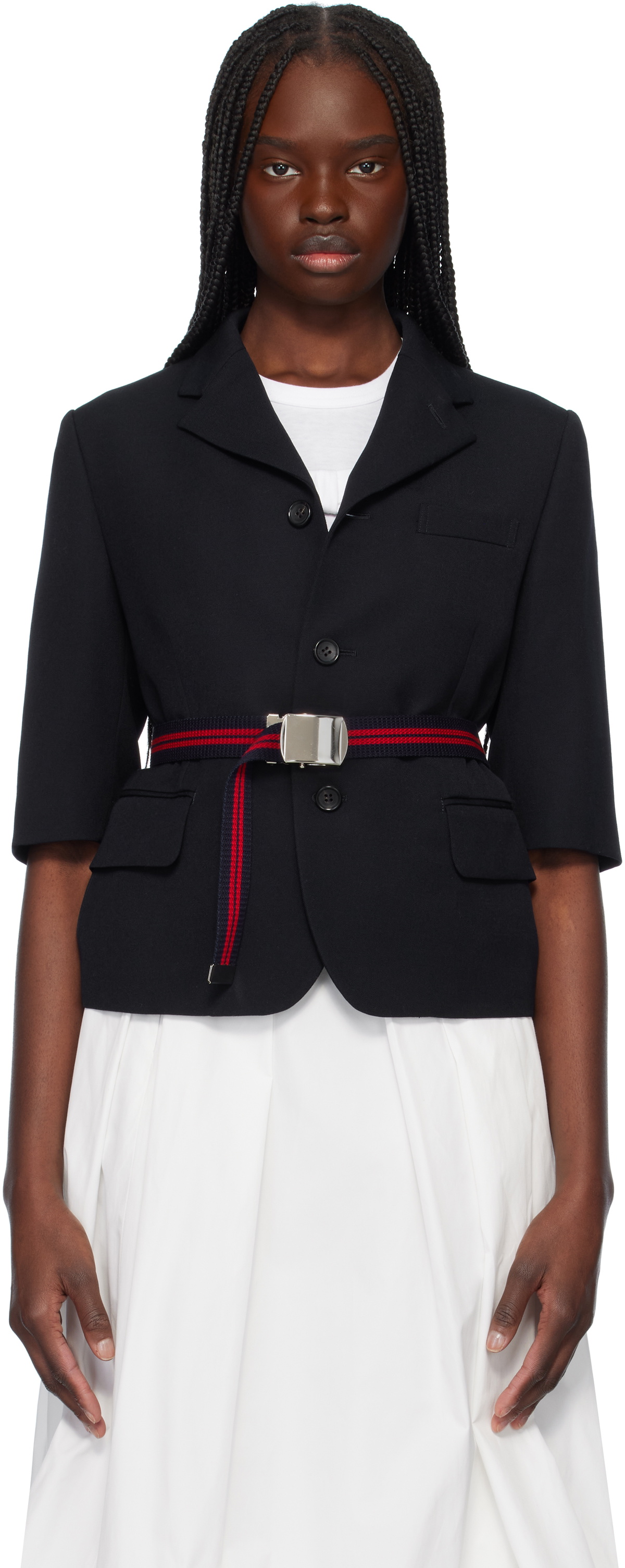 Comme des Garçons Girl Navy Wool Gabardine Medium Blazer
