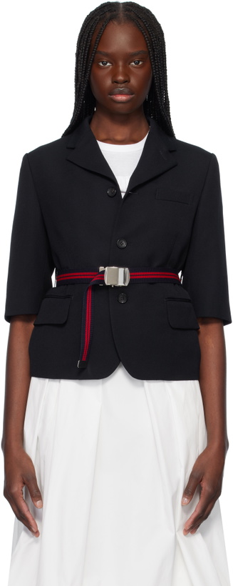 Photo: Comme des Garçons Girl Navy Wool Gabardine Medium Blazer