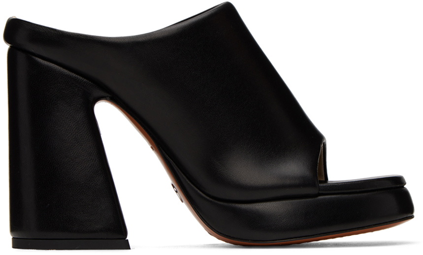 PROENZA SCHOULER Womens Black Quilted Puffy Square Toe Slip On Leather Slide Sandals Shoes main image 1