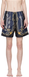 Versace Underwear Blue Nautical Swim Shorts