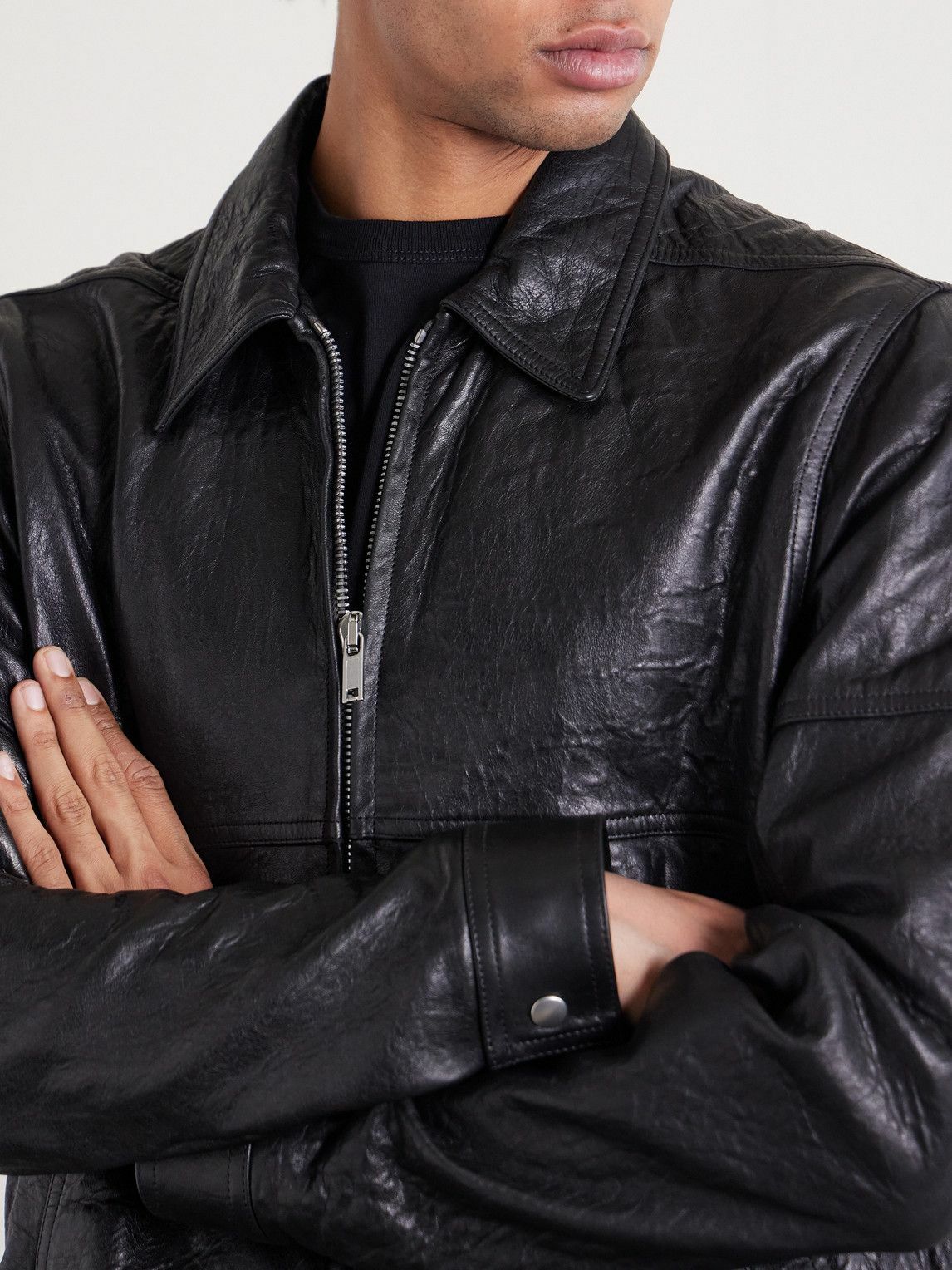 Rick Owens - Brad Textured Leather Jacket - Black Rick Owens