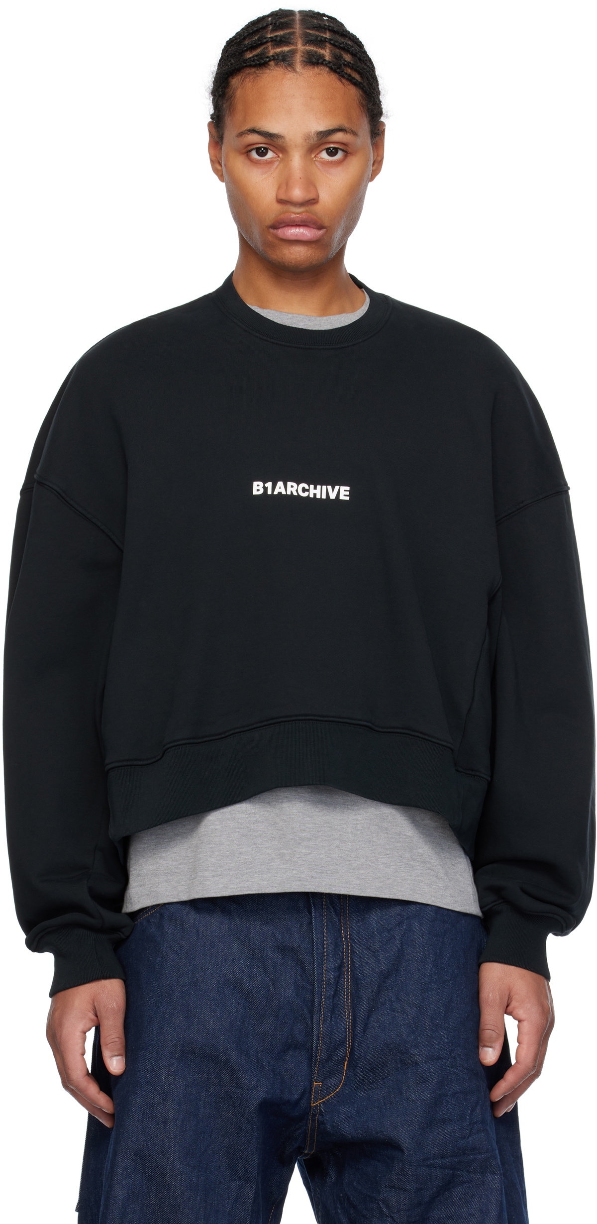 B1ARCHIVE Black Oversized Crewneck Sweatshirt