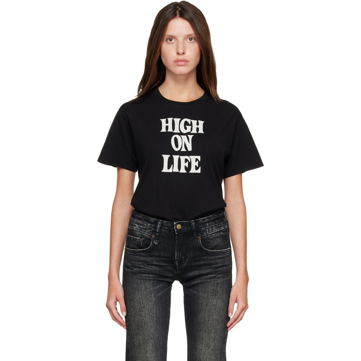 R13 Black 'High On Life' Boy T-shirt